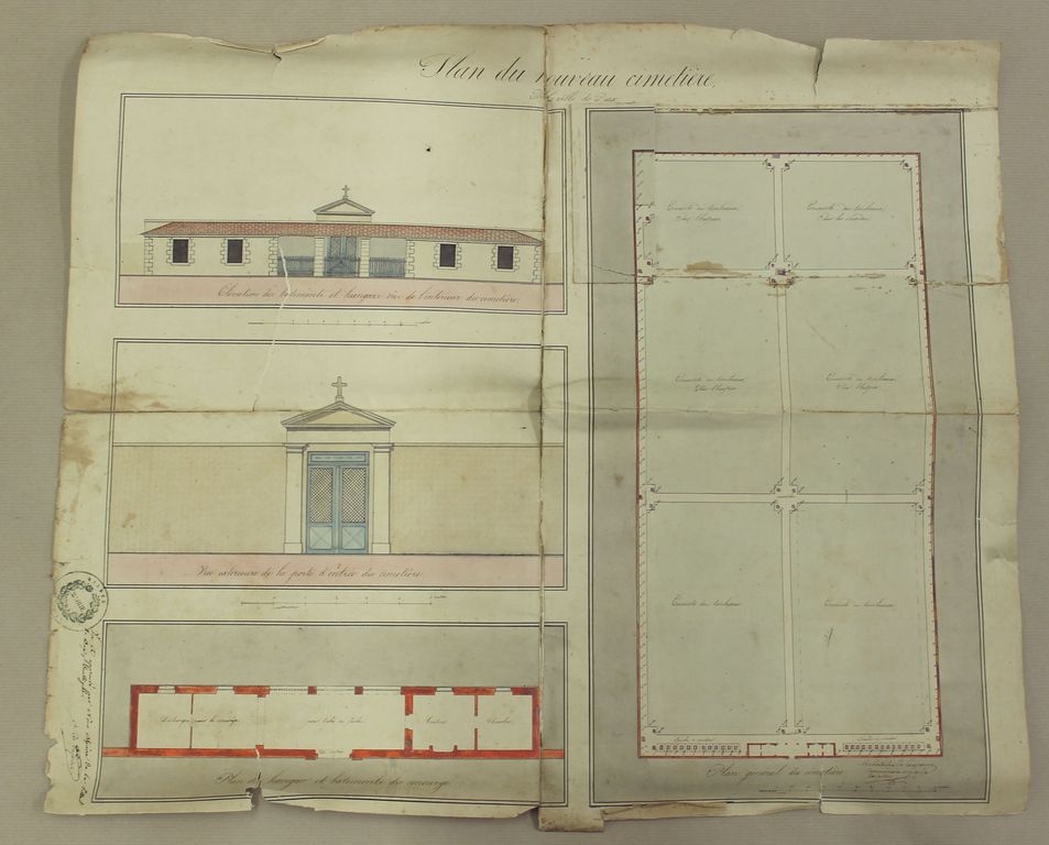 Plan du nouveau cimetière, par le chevalier de Caupenne, 1832 (AM Dax, 9 M 101).
