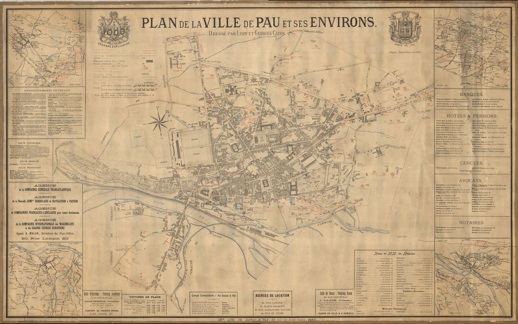 Plan de la ville de Pau et ses environs, 1893.