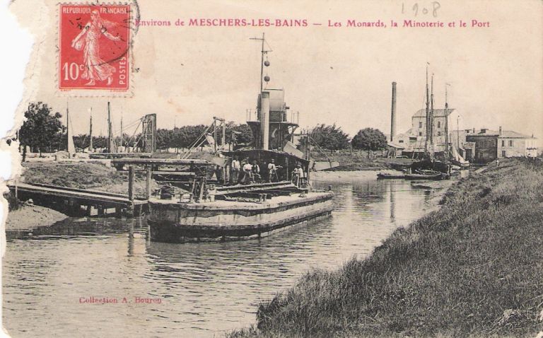 Le port des Monards, carte postale en 1908.