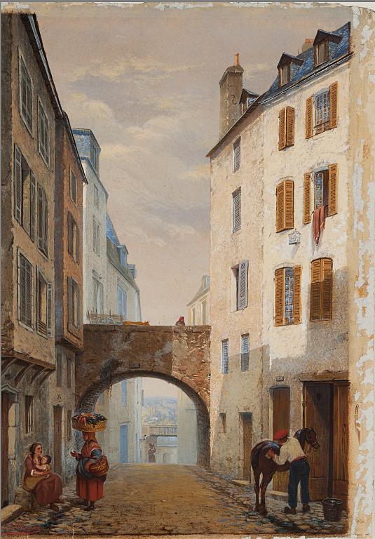 Tableau : Vier Cava ou rue du Moulin, par Eugène Vergez. Musée des Beaux-Arts de Pau (872-4-1).