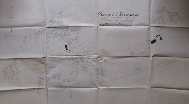 Plan du bourg avec emplacement de l´église projetée, vers 1867.