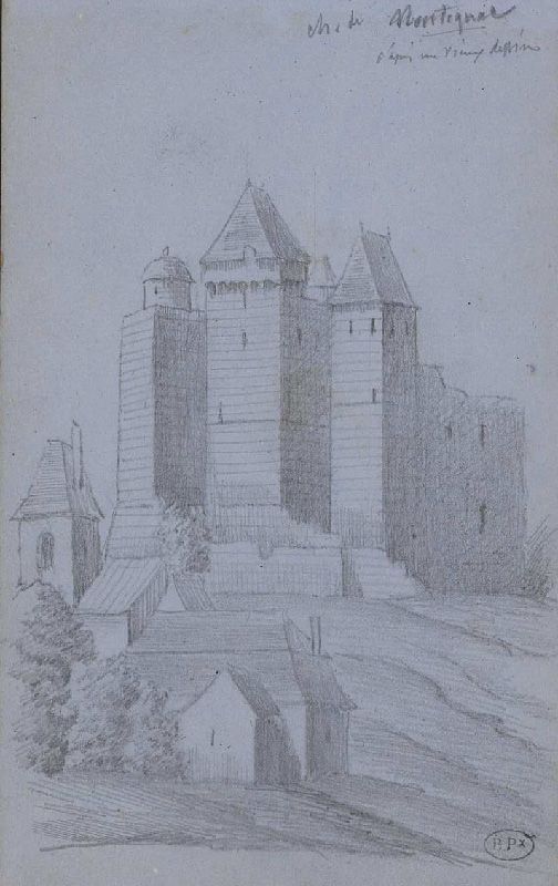 Dessin du château de Montignac par A. Rouméjoux 