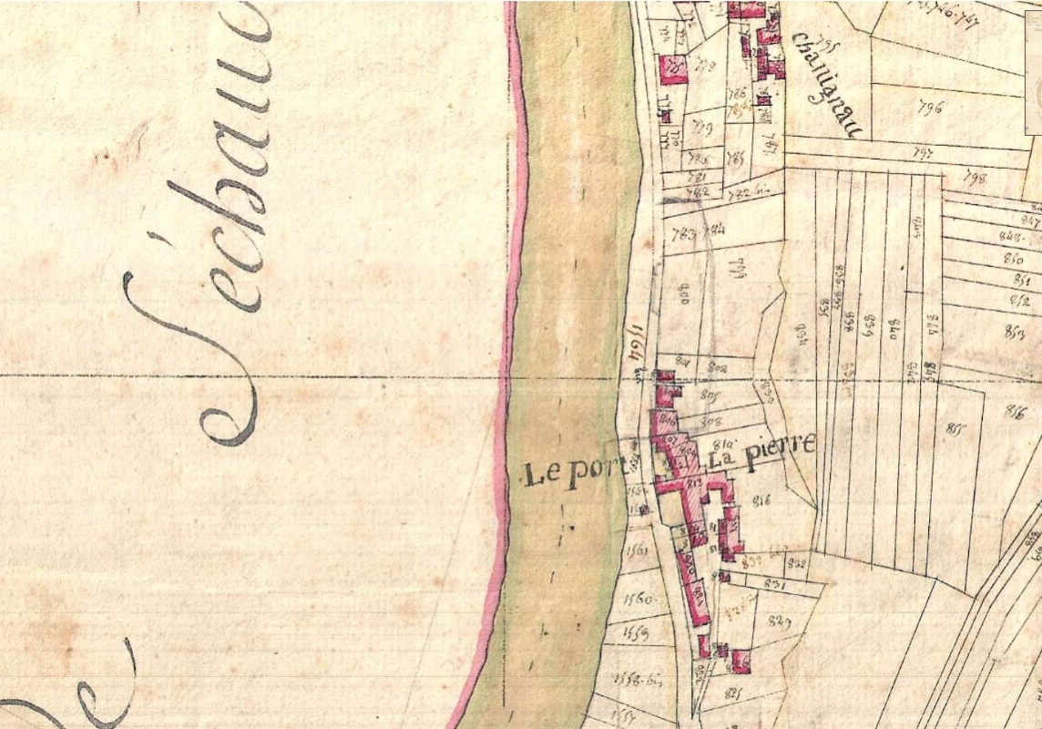 Le port sur le plan cadastral de Saint-Vaize de 1810, section B.
