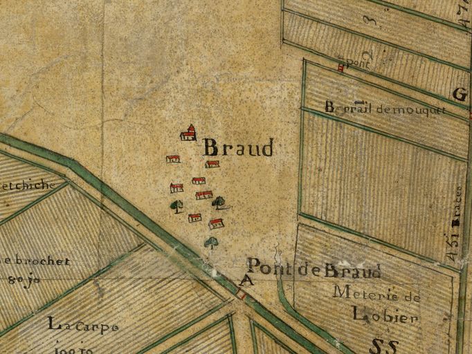 Extrait du plan des marais de Saint-Simon et de Montelipan, 18e siècle.