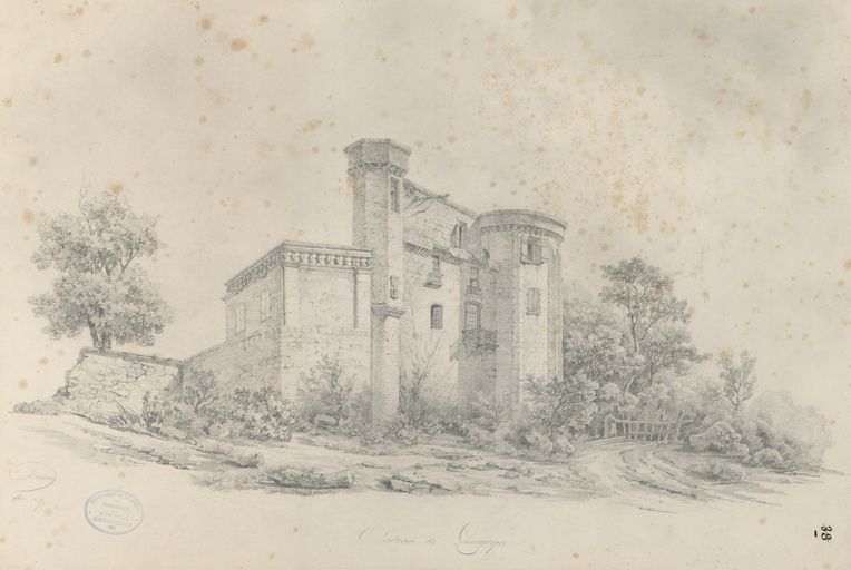 Dessin du château de Lamarque, 1841, par Monsau.