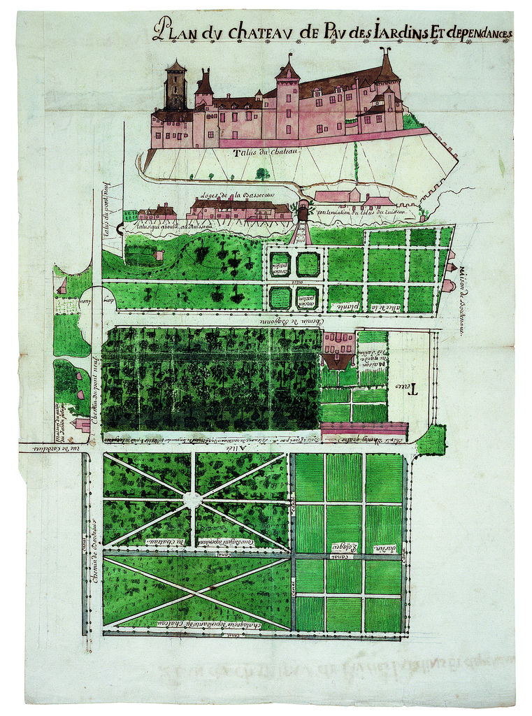 Plan du château de Pau, des jardins et dépendances, vers 1760.