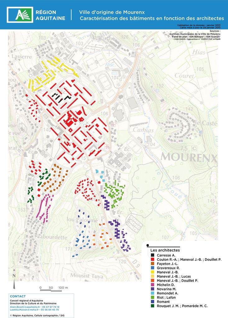 Plan de la ville avec le nom des architectes - 2012