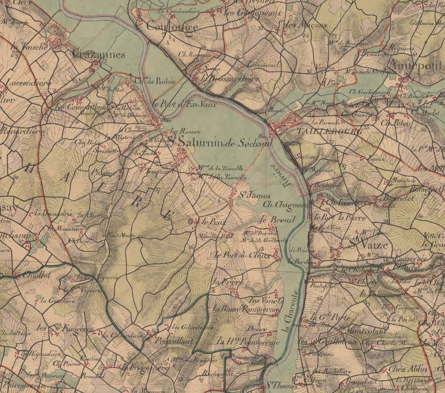 Le passage de bac figure sur la carte d'Etat-major levée en 1846.