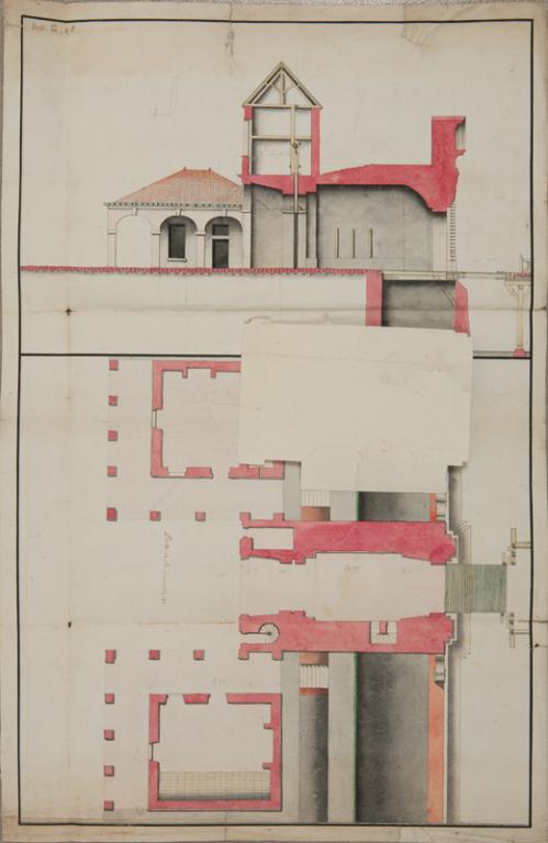 Porte de La Couarde ou de Campani, plan du sous-sol et coupe, s.d.
