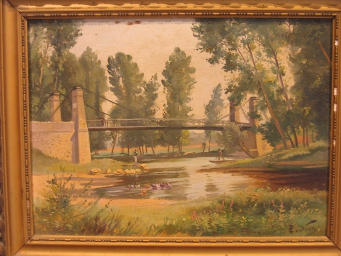 Pont construit en 1881, tableau réalisé par Léon Pouteau au début du 20e siècle.