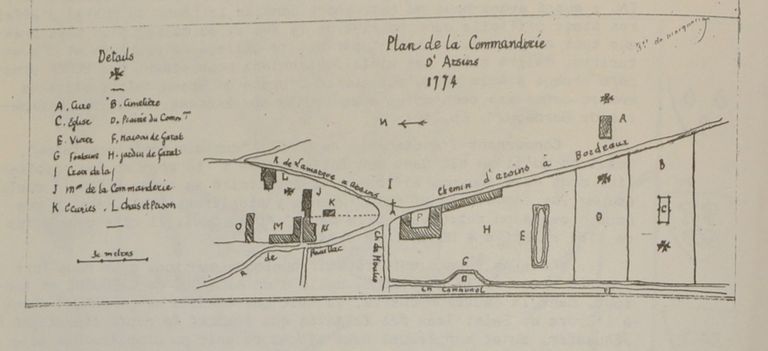 Plan de 1774 reproduit dans l'ouvrage du Baron de Marquessac en 1866.