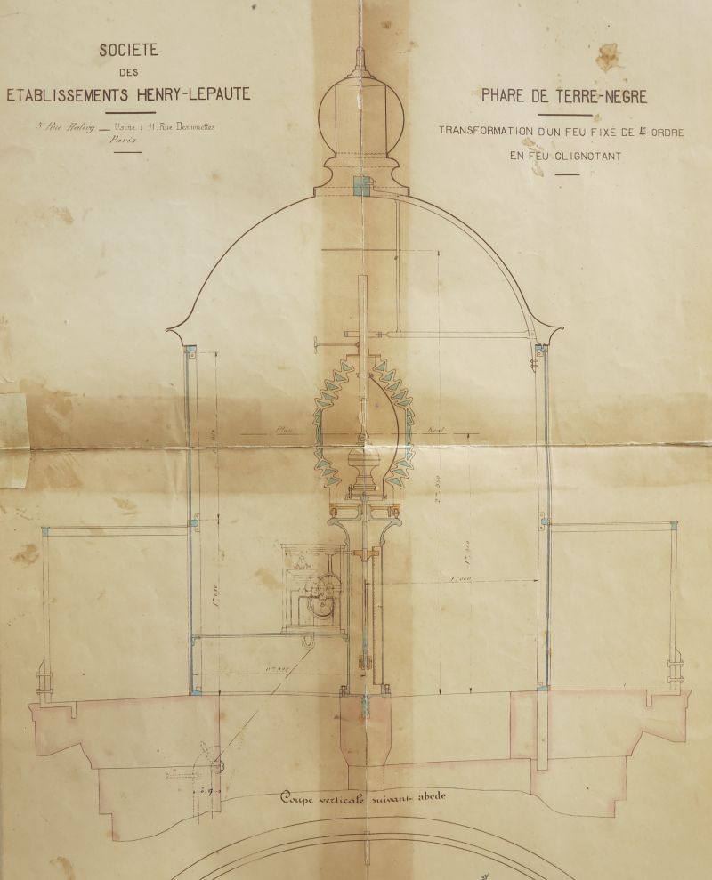 Plan du nouveau feu clignotant installé au phare de Terre-Nègre en 1899.