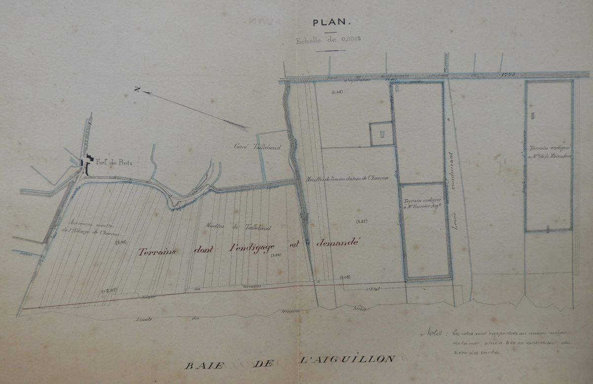 Projet d'endiguement en avant de la pointe des Canons, plan général par Coustolle, 12 juin 1890.