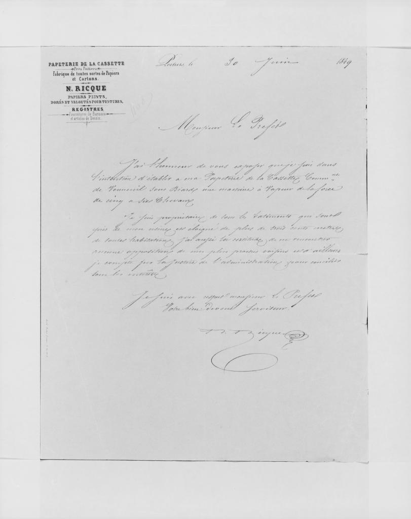 Papier à en tête en 1849.
