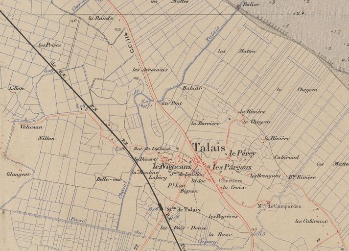 Extrait de l'Atlas de la Gironde, 1888.