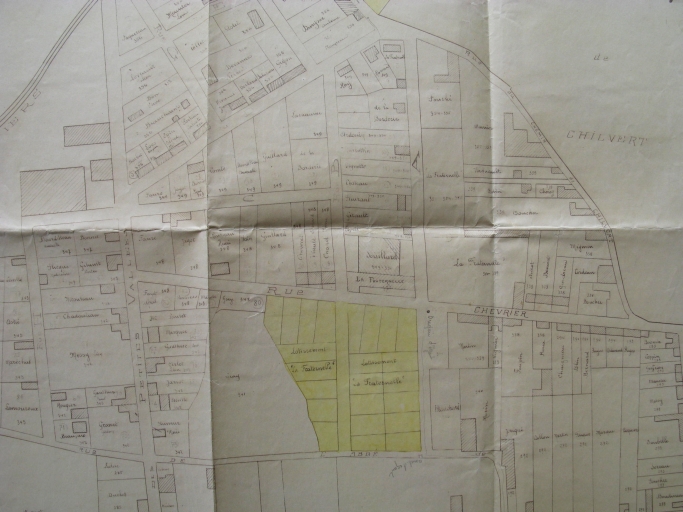 Plan d'aménagement du quartier autour des rues Chevrier et des Petites Vallées en 1936.