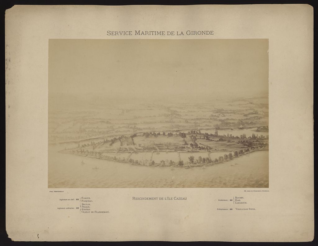 Photographie / Lithographie du Rescindement de l'Île Cazeau [1889].