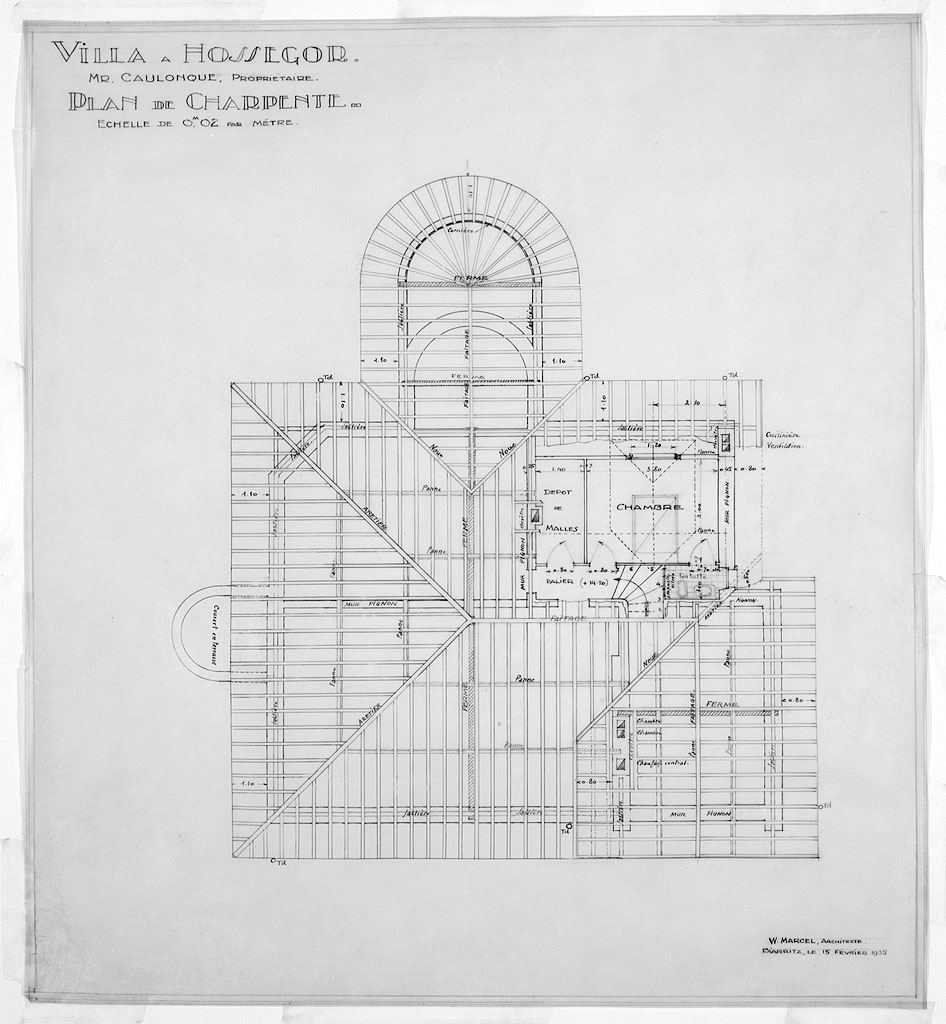Projet de construction par William Marcel, plan de charpente.
