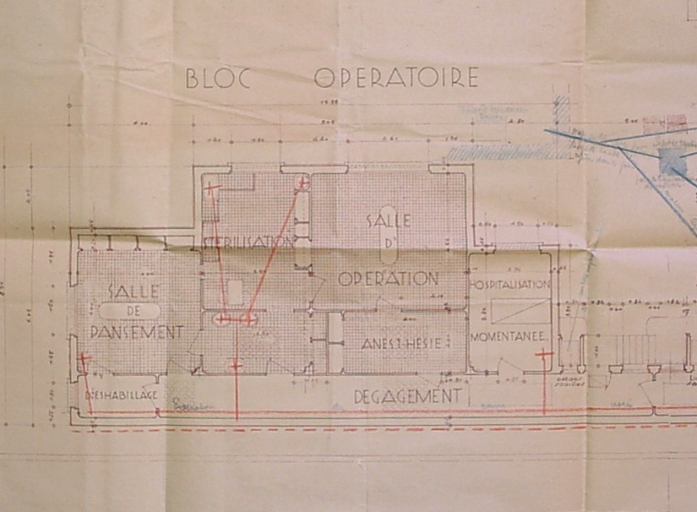 (1934) Plan du bloc opératoire.