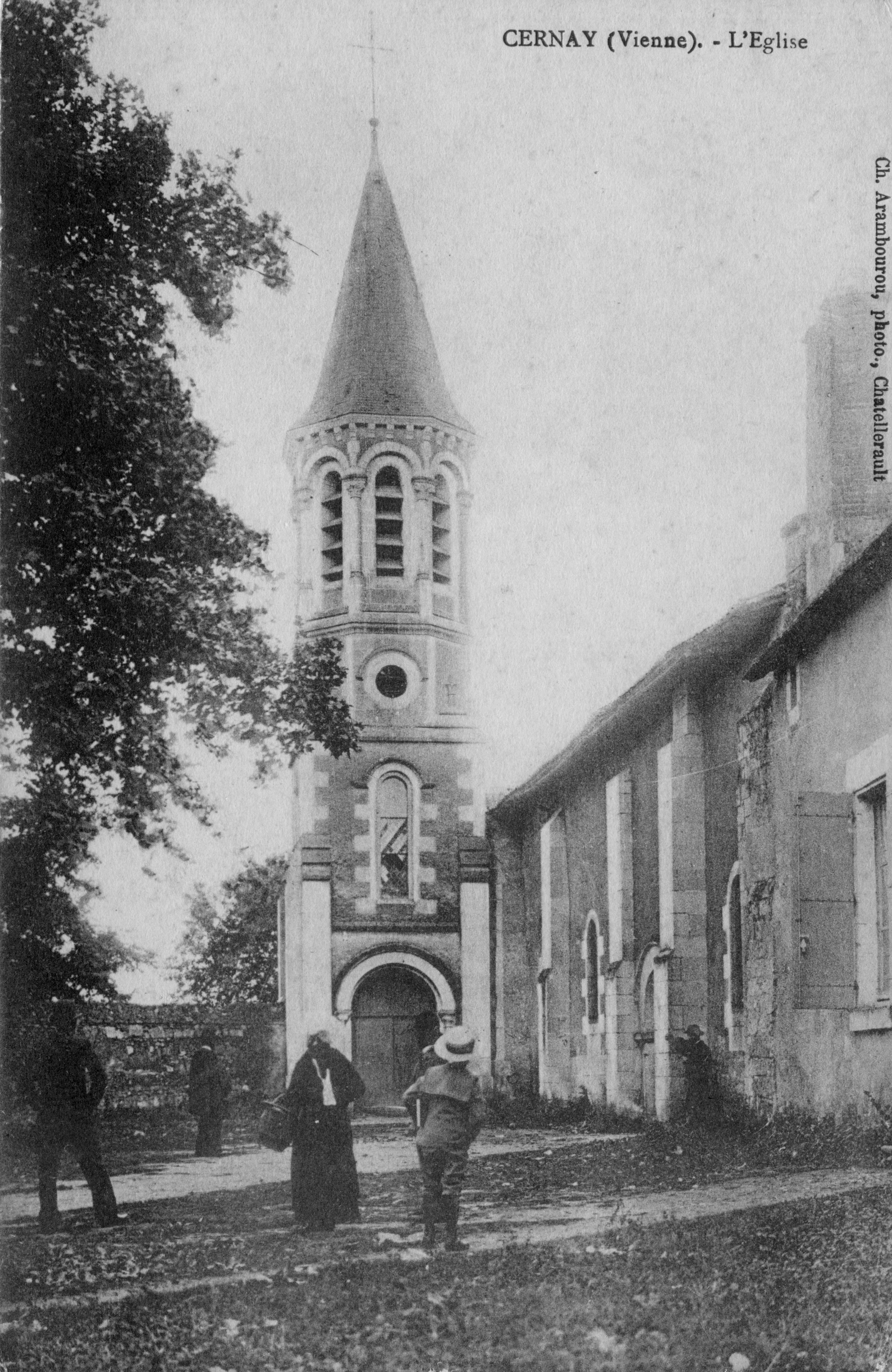 Église paroissiale Notre-Dame (carte postale : clocher de l'église au début du 20e siècle).