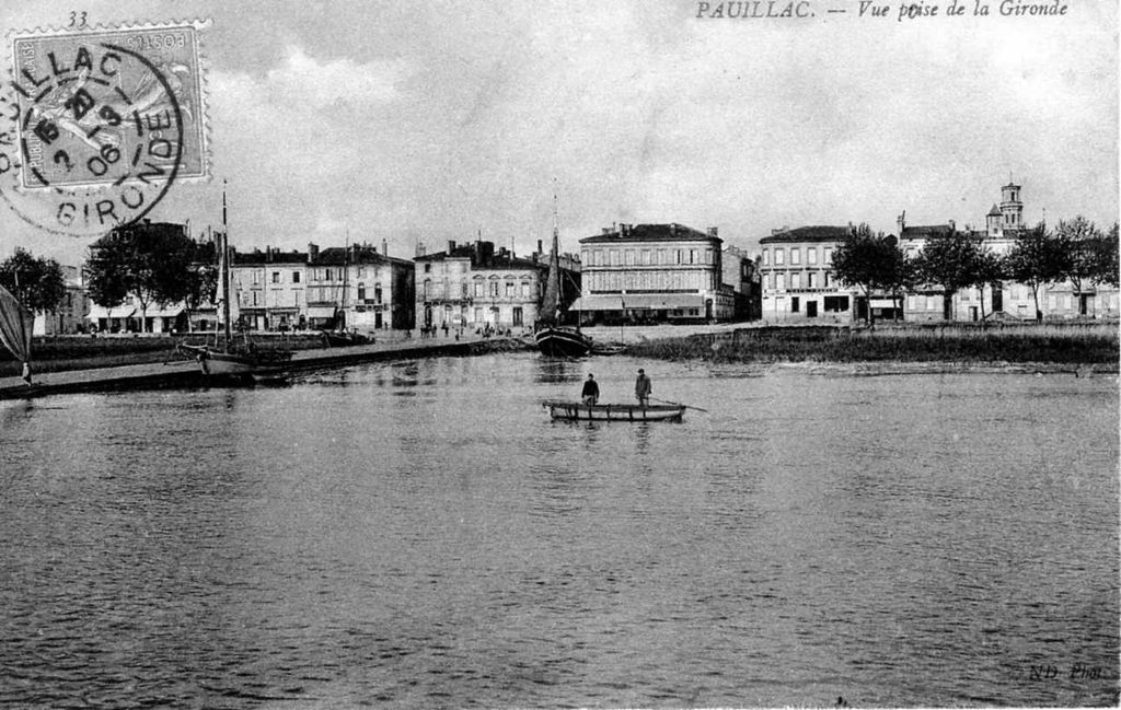 Carte postale, début 20e siècle (collection particulière) : Pauillac, vue prise de la Gironde (ND Phot.).