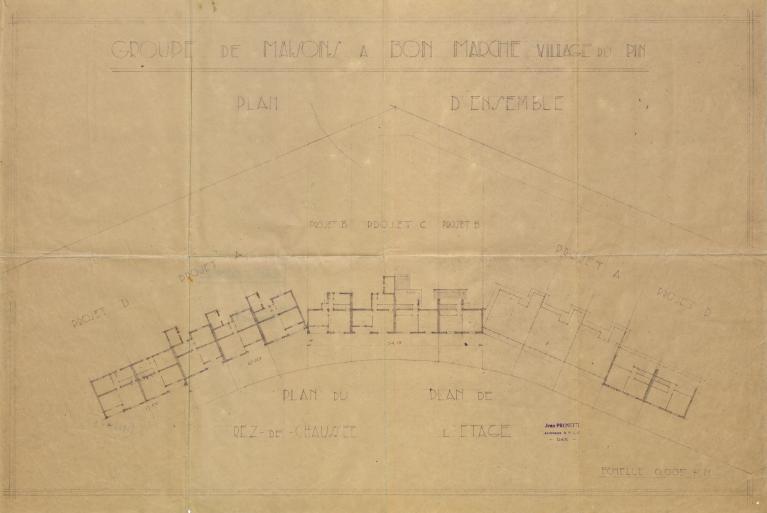 Maisons jumelles HBM du Village des Pins. Plan d'ensemble. Jean Prunetti, 1931.