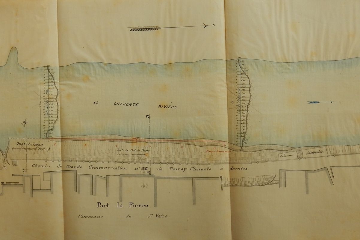 Plan d'ensemble du port avec le projet de construction du mur de quai, par l'ingénieur Modelski, 1892.