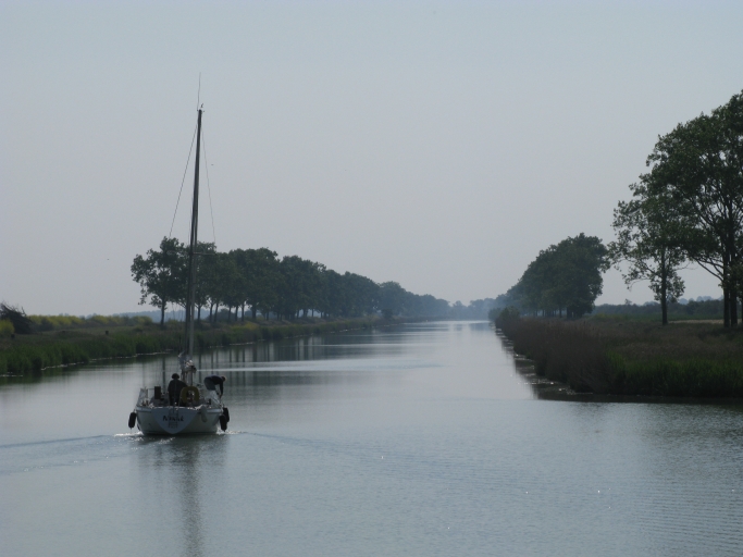 Le canal à son arrivée à l'écluse du Brault, vu depuis l'ouest.