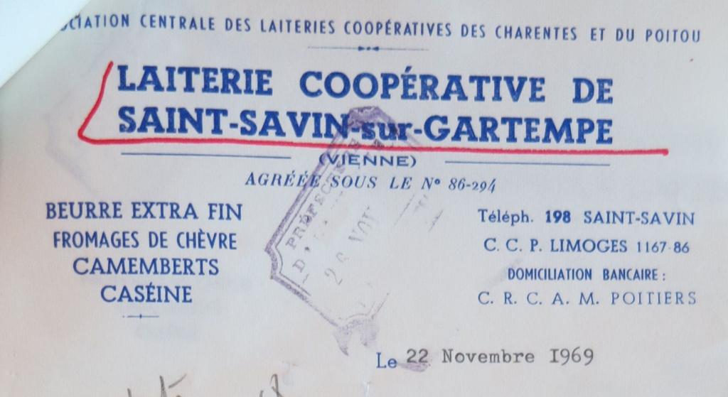Papier à en-tête de la laiterie coopérative de Saint-Savin, 1969. Papier à en-tête de la laiterie coopérative de Saint-Savin, 1969.
