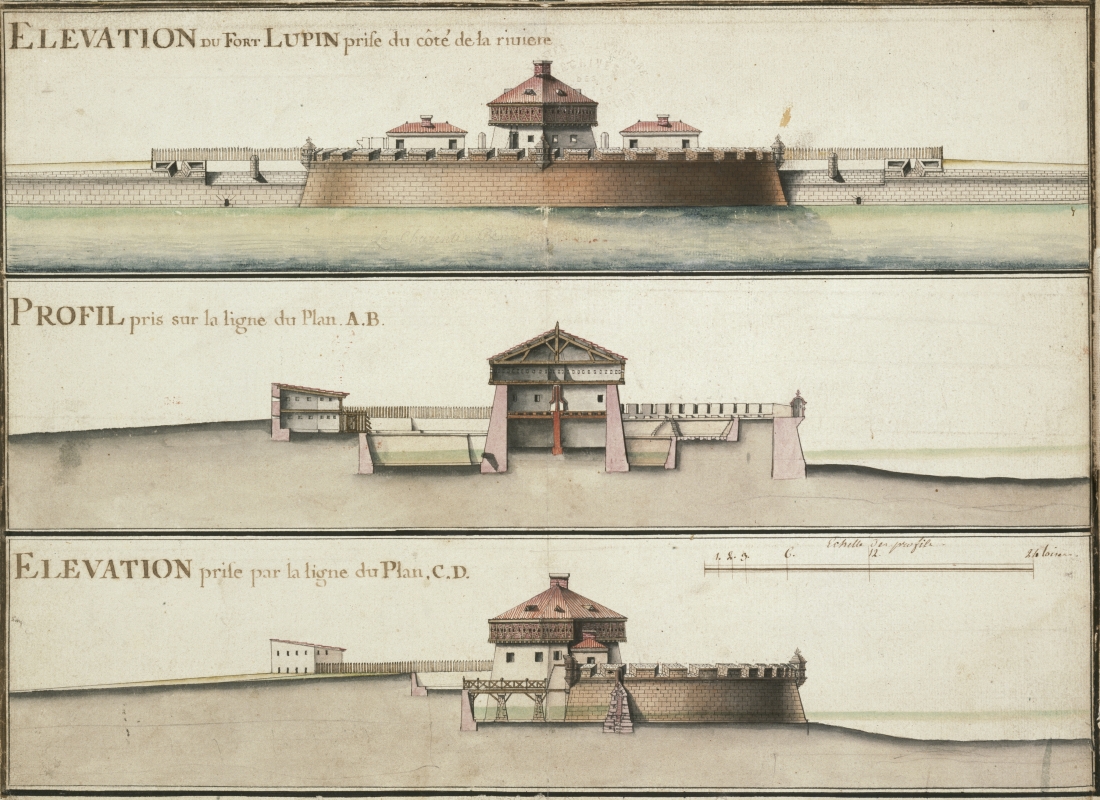 Elévation et profil du Fort Lupin, en 1713.