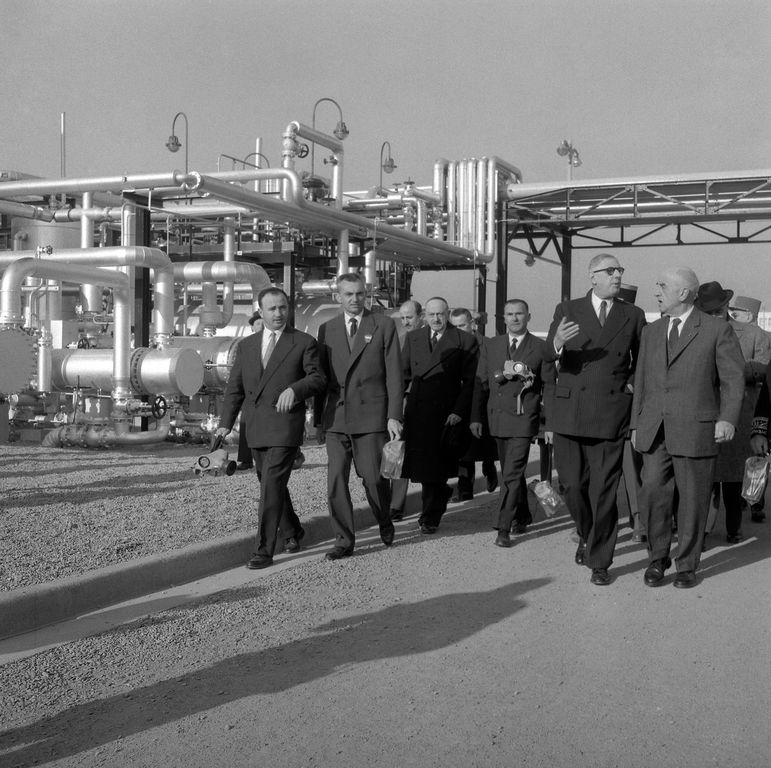 Visite du complexe de Lacq par Charles de Gaulle en 1959