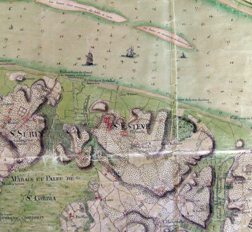 Détail de la carte de l'embouchure de la Garonne, 1759.