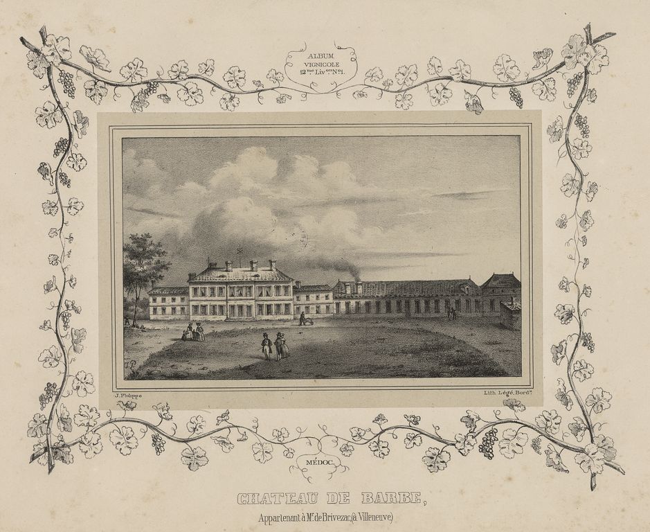Château de Barbe appartenant à M. Brivazac. Lithographie, vers 1835.