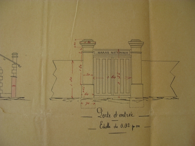 Projet de haras en 1899, plan du portail.
