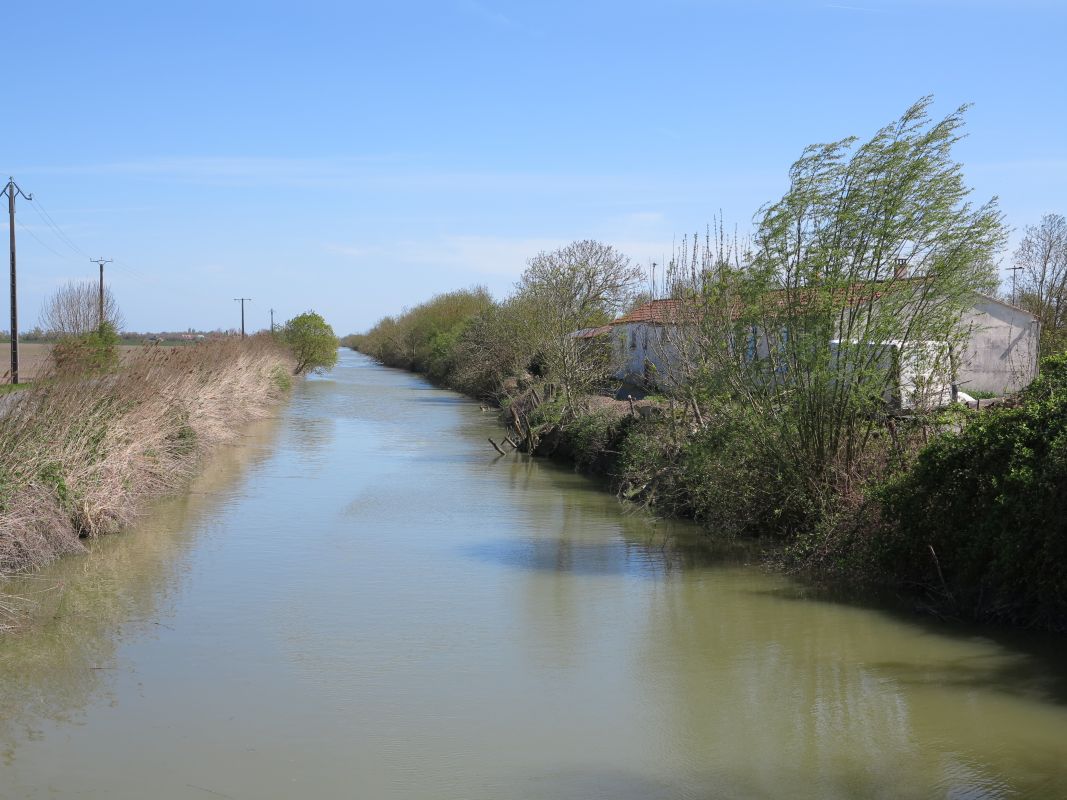 Le canal de Vix au pont de la Loge, à Marans, vu en direction de l'est.