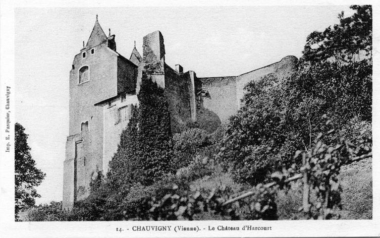 Donjon d'Harcourt, carte postale ancienne.